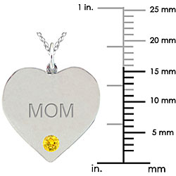 10k Gold November Birthstone Citrine Engraved 'MOM' Necklace