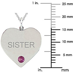 10k Gold June Birthstone Rhodolite 'SISTER' Heart Necklace