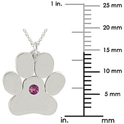 10k Gold June Birthstone Rhodolite Paw Print Designer Necklace