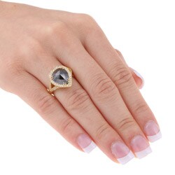 18k Yellow Gold 4 1/10ct TDW Black and White Diamond Ring (F, VS2)