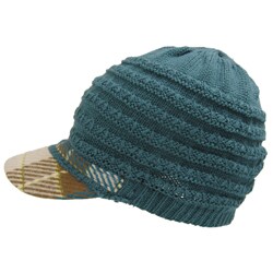 Adi Designs Women's Plaid Knit Brim Cabbie Cap