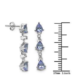10k White Gold Tanzanite and Diamond Drop Earrings