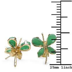 14k Gold Genuine Emerald Butterfly Earrings