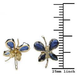 14k Gold Genuine Blue Sapphire Butterfly Earrings