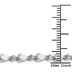 Sterling Silver Genuine Opal and Tanzanite Bracelet