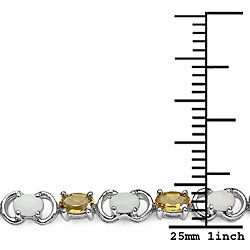 Sterling Silver Genuine Citrine and Opal Bracelet