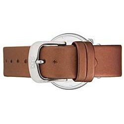 Burgi Women's Diamond-accented Burgundy Strap Watch