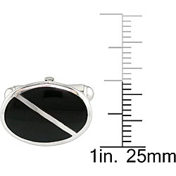 Sterling Silver Synthetic Onyx Cuff Links