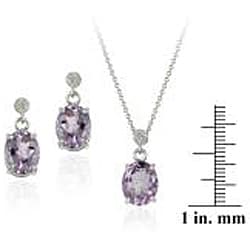 Glitzy Rocks Sterling Silver Amethyst Necklace and Earrings Set