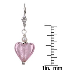 Charming Life Silver Pink Heart and Pearl Earrings (3.5 mm)