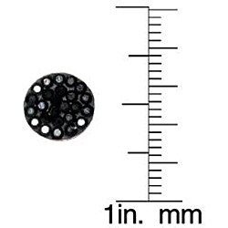 Sterling Silver Jet Black Crystal Flat Round Stud Earrings