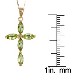 14k Yellow Gold Marquise Peridot Cross Necklace