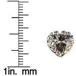Sterling Silver Clear Cubic Zirconia Heart-shaped Stud Earrings