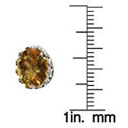 Sterling Silver Crown-set Oval Citrine Stud Earrings