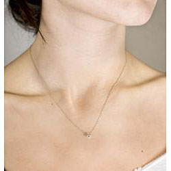 14k White Gold 1/10ct TDW Diamond Solitaire Necklace (H-I, I1-I2)