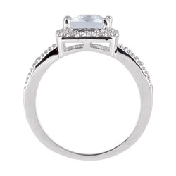 Sterling Silver BlueTopaz and 1/10ct TDW Diamond Ring (J-K, I2-I3)