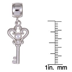 Signature Moments Sterling Silver Freshwater Pearl Key Dangle Charm (2 mm)