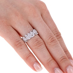 Tacori IV Sterling Silver Cubic Zirconia Floral Design Eternity Band