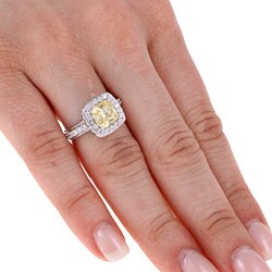 Cubic zirconia yellow diamond engagement rings