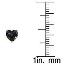 10k White Gold Basket-set Heart-cut Mystic Blue Topaz Stud Earrings
