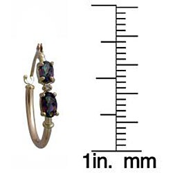 10k Yellow Gold Mystic Green Topaz and Diamond Hoop Earrings
