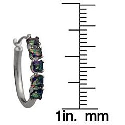 10k White Gold Mystic Green Topaz Hoop Earrings