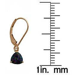 10k Yellow Gold Mystic Green Topaz Trillion Leverback Earrings