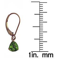 10k Yellow Gold Peridot Trillion Leverback Earrings