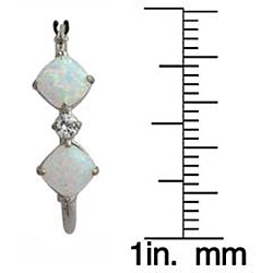 10k White Gold Cushion-cut Opal Hoop Earrings
