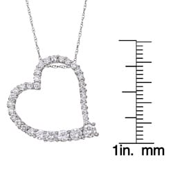 14k White Gold 1ct TDW Diamond Journey Heart Necklace (H, I1)