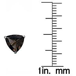 10k White Gold 6-mm Trillion-cut Smokey Quartz Stud Earrings
