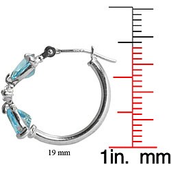 10k Gold Trillion-cut Blue Topaz and Cubic Zirconia Hoop Earrings