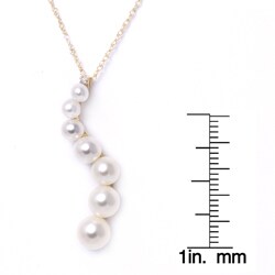 10k Yellow Gold Freshwater Pearl and Diamond Accent Necklace (3-6 mm)