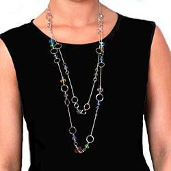 Silvertone 'Chromato' Acrylic Bead 36-inch Double-row Necklace