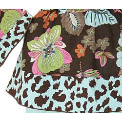 Ann Loren Boutique Girl's Smocked Floral Cheetah Shirt and Pants Set