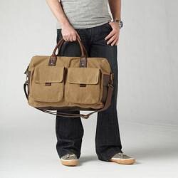 Fossil Wagner 19.5 Inch Waxed Canvas Carry On Duffel Bag