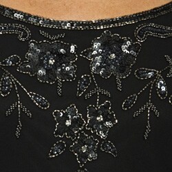 J Laxmi Women's Black Beaded Handkerchief Hem Dress