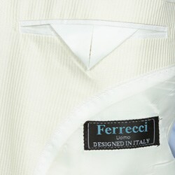 Ferrecci Men's Cream Shadow Stripe 1-button Tuxedo
