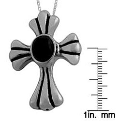 Sterling Silver Black Onyx Cross Necklace