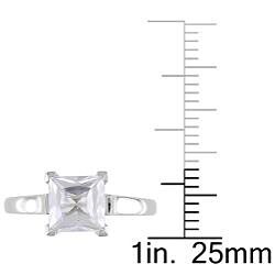 10k White Gold Created White Sapphire Solitaire Ring