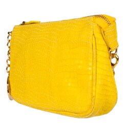 Blumarine Yellow Croc-embossed Leather Clutch