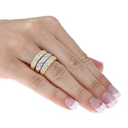 Ultimate CZ Gold Overlay 3-piece Cubic Zirconia Ring Set