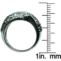 Sterling Silver White and Black Crystal Ring