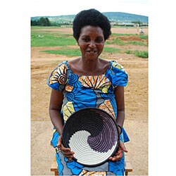 Plant Fiber Black, White and Grey Plateau Basket (Rwanda)