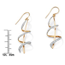 18k Gold over Sterling Silver Diamond Accent Ribbon Earrings
