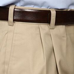 Austin Reed Men's Pleated Khaki Satin Twill Reflex Pants