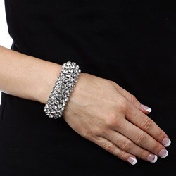 Celeste Silvertone Brass Light  Crystal Stretch Bracelet