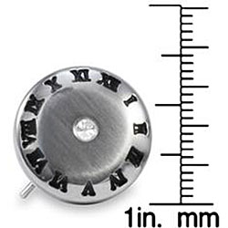 Stainless Steel Roman Numeral Cubic Zirconia Stud Earrings