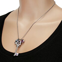 Dark Metal Multi Charm Purple Key Necklace