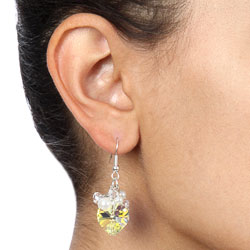 Crystale Silvertone Crystal and Glass Pearl Dangle Earrings